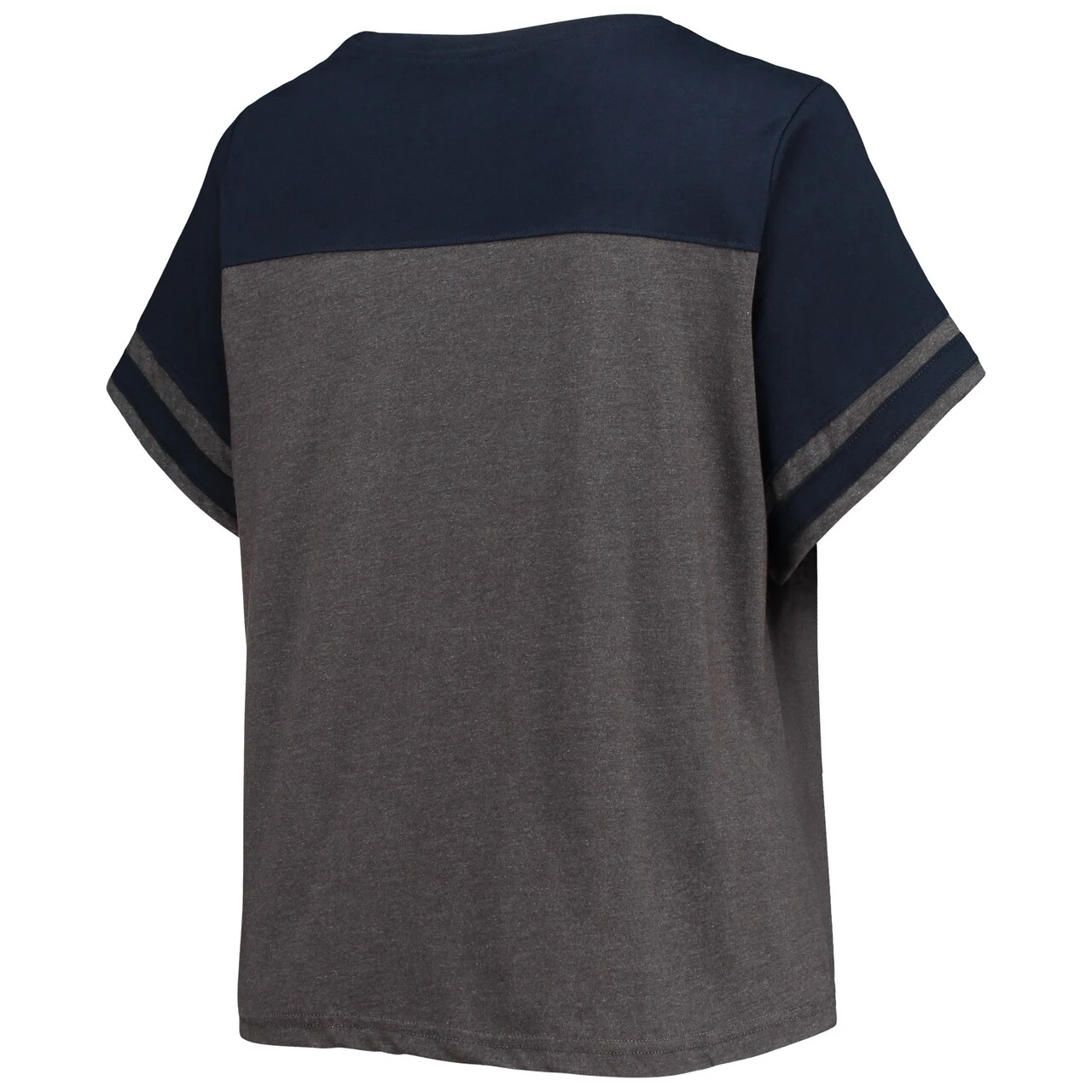 Profile Women's Atlanta Braves Heathered Charcoal/Navy Plus Size Colorblock T-Shirt - Image 3