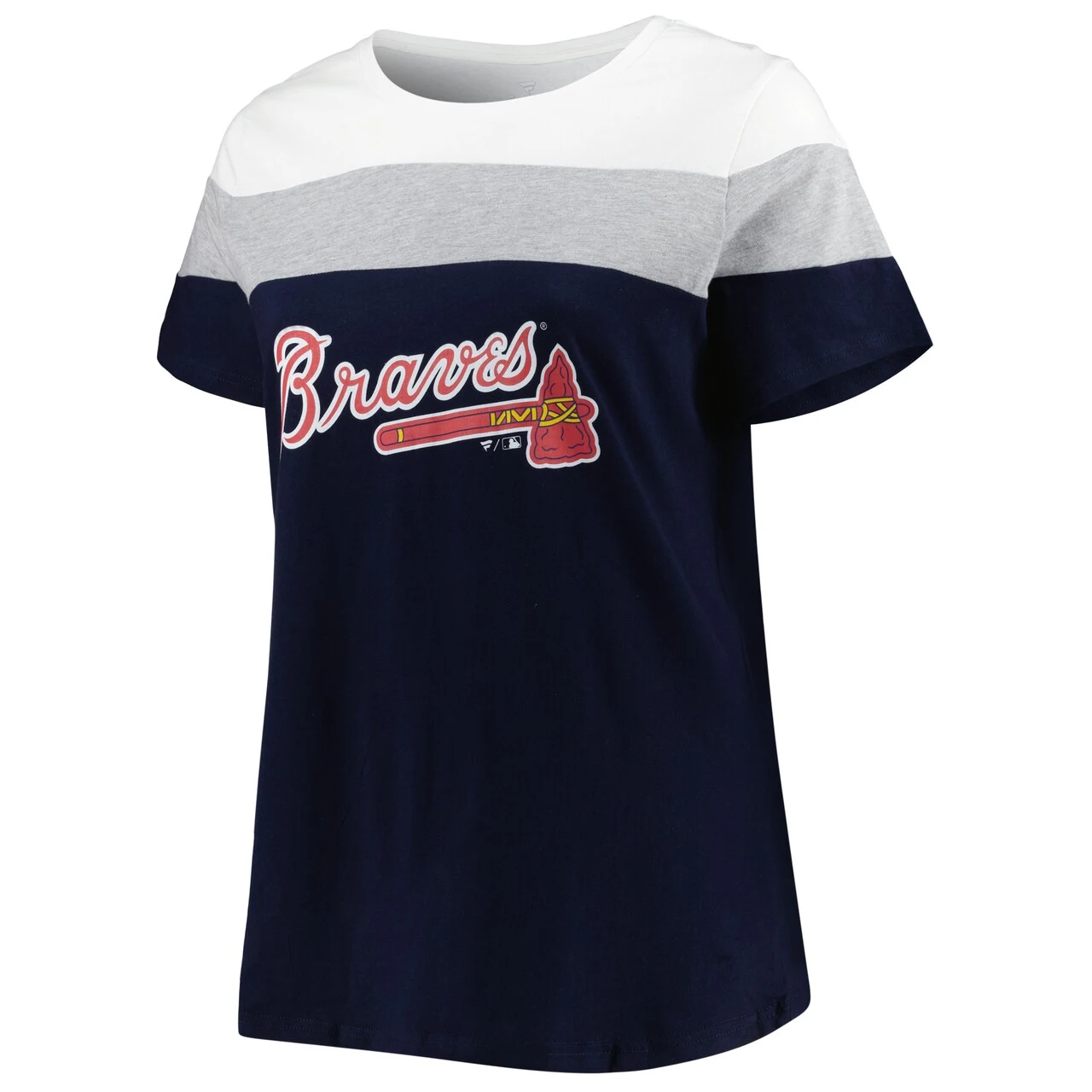 Profile Women's Atlanta Braves White/Navy Plus Size Colorblock T-Shirt - Image 2