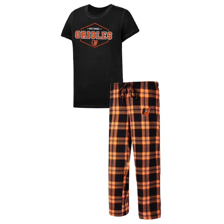 Women's Baltimore Orioles Concepts Sport Black/Orange Badge T-Shirt & Pajama Pants Sleep Set