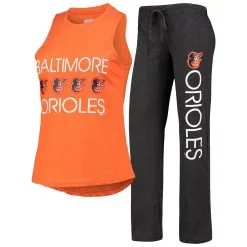 Women's Baltimore Orioles Concepts Sport Black/Orange Meter Muscle Tank Top & Pants Sleep Set