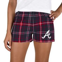 Women's Atlanta Braves Concepts Sport Navy/Red Ultimate Flannel Shorts