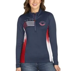 Women's Cincinnati Reds Antigua Navy/Red Liberty Quarter-Zip Pullover Jacket
