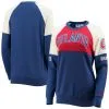 Women's Atlanta Braves Starter Red/Royal Baseline Raglan Historic Logo Pullover Sweatshirt