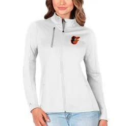 Women's Baltimore Orioles Antigua White/Silver Generation Full-Zip Jacket