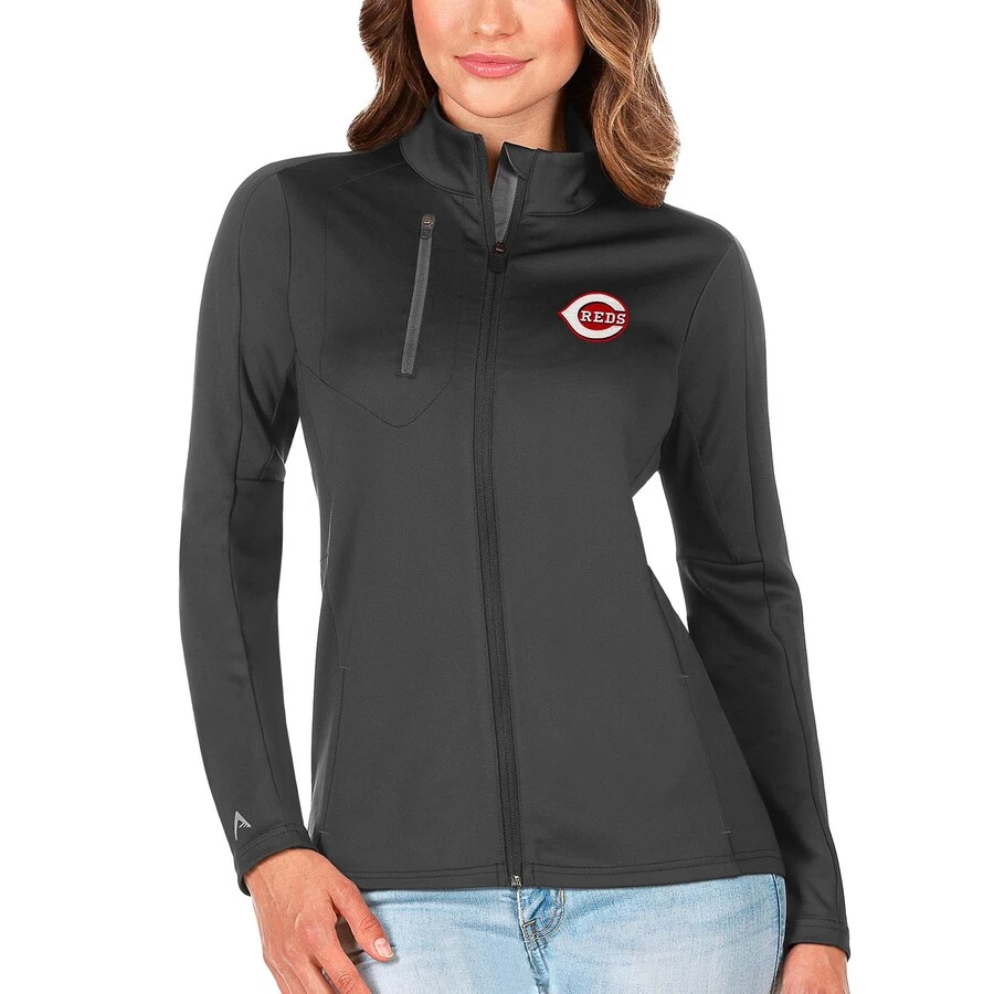 Women's Cincinnati Reds Antigua Charcoal/Silver Generation Full-Zip Jacket