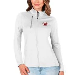 Women's Cincinnati Reds Antigua White/Silver Generation Full-Zip Jacket