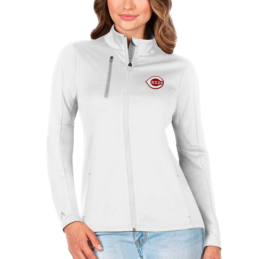 Women's Cincinnati Reds Antigua White/Silver Generation Full-Zip Jacket