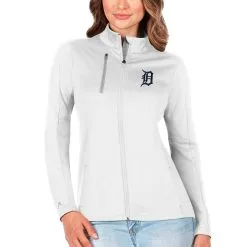Women's Detroit Tigers Antigua White/Silver Generation Full-Zip Jacket