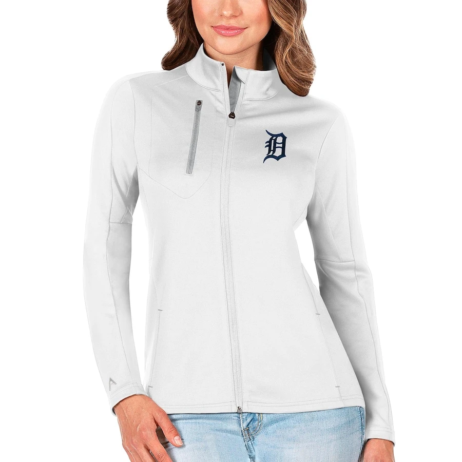 Women's Detroit Tigers Antigua White/Silver Generation Full-Zip Jacket