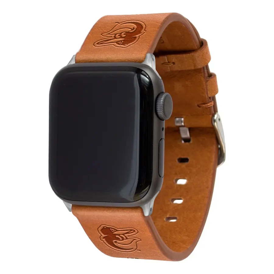 Artinian Baltimore Orioles Tan Leather Apple Watch Band