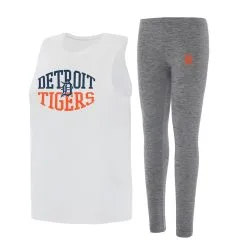 Women's Detroit Tigers Concepts Sport Charcoal/White Contend Tank & Leggings Set