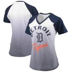 Touch Women's Detroit Tigers G-III Sports By Carl Banks Navy/White Shortstop Ombre Raglan V-Neck T-Shirt