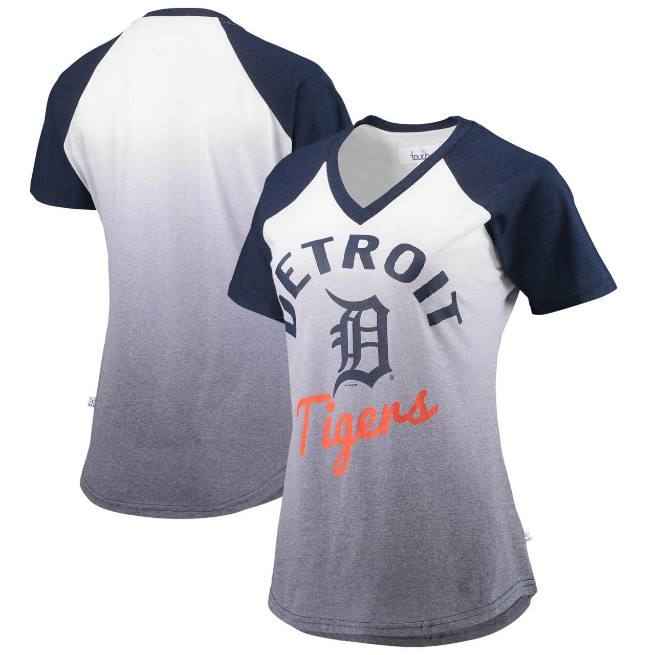 Touch Women's Detroit Tigers G-III Sports By Carl Banks Navy/White Shortstop Ombre Raglan V-Neck T-Shirt