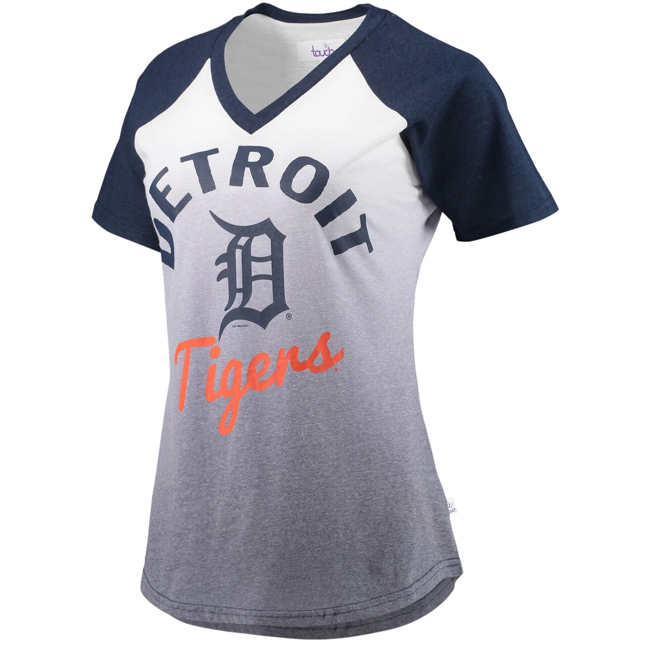 Touch Women's Detroit Tigers G-III Sports By Carl Banks Navy/White Shortstop Ombre Raglan V-Neck T-Shirt - Image 2