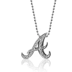 Women's Atlanta Braves Alex Woo Little Logo 14kt White Gold & Diamond Necklace
