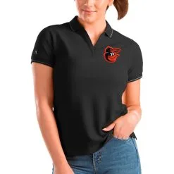 Women's Baltimore Orioles Antigua Black Affluent Polo