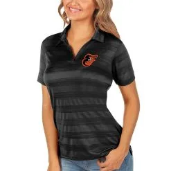 Women's Baltimore Orioles Antigua Black Compass Polo