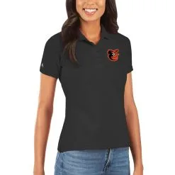 Women's Baltimore Orioles Antigua Black Legacy Pique Polo
