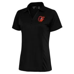 Women's Baltimore Orioles Antigua Black Team Logo Tribute Polo