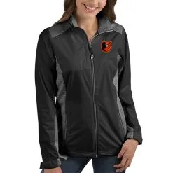 Women's Baltimore Orioles Antigua Black Revolve Full-Zip Jacket