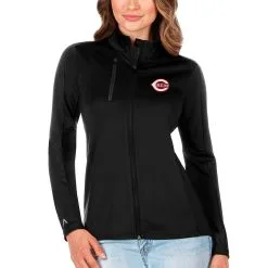 Women's Cincinnati Reds Antigua Black Generation Full-Zip Jacket