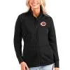 Women's Cincinnati Reds Antigua Black Links Full-Zip Golf Jacket