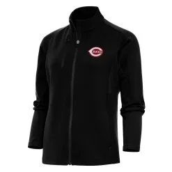 Women's Cincinnati Reds Antigua Black Logo Generation Full-Zip Jacket