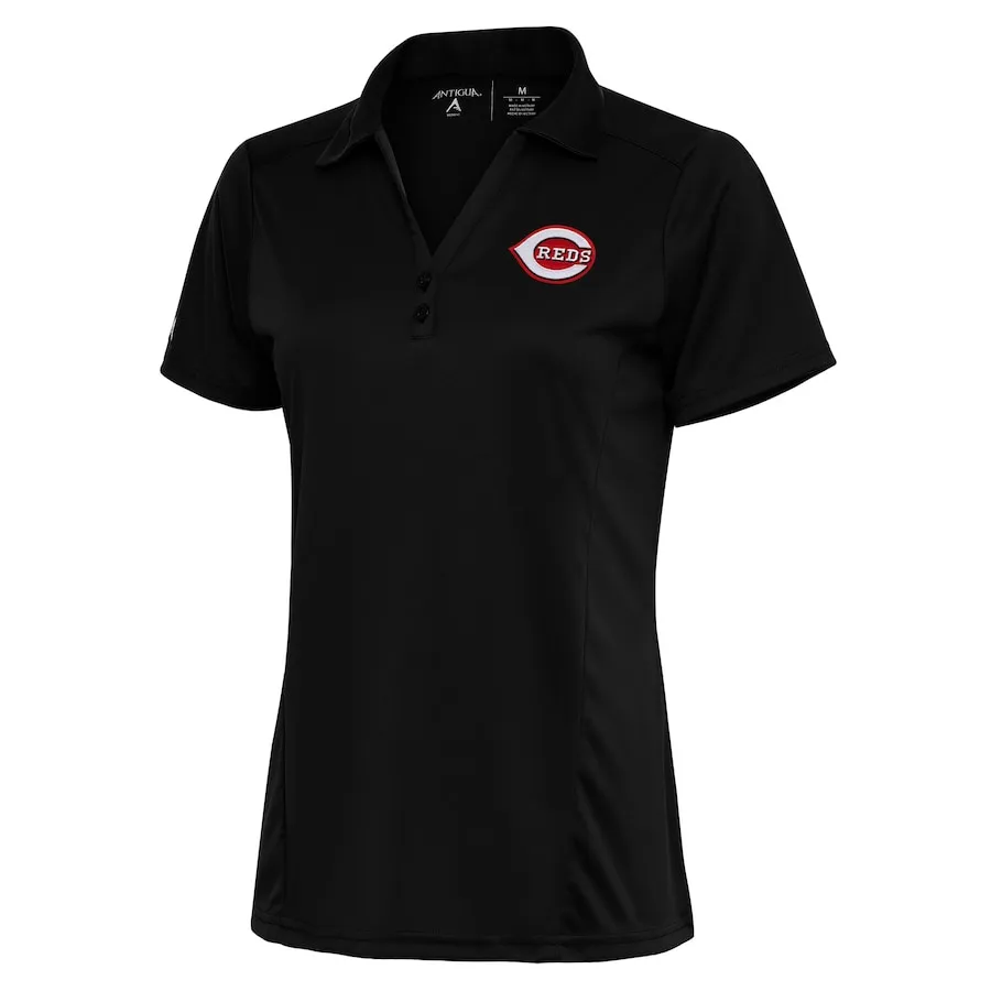 Women's Cincinnati Reds Antigua Black Team Logo Tribute Polo
