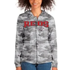 Women's Cincinnati Reds Antigua Camo Wordmark Absolute Full-Zip Hoodie