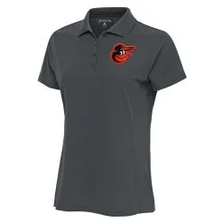 Women's Baltimore Orioles Antigua Charcoal Logo Legacy Pique Polo