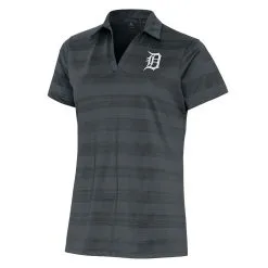 Women's Detroit Tigers Antigua Charcoal Brushed Metallic Compass Polo