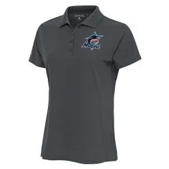 Women's Miami Marlins Antigua Charcoal Logo Legacy Pique Polo