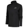 Women's Atlanta Braves Antigua Gray Brushed Metallic Tribute Half-Zip Pullover Top