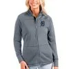 Women's Detroit Tigers Antigua Gray Links Full-Zip Golf Jacket