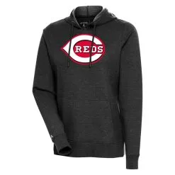 Women's Cincinnati Reds Antigua Heather Black Action Pullover Hoodie