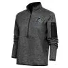 Women's Miami Marlins Antigua Heather Black Logo Fortune Quarter-Zip Pullover Jacket