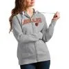 Women's Baltimore Orioles Antigua Heather Gray Team Logo Victory Full-Zip Hoodie