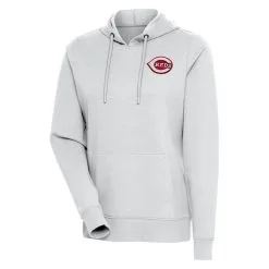 Women's Cincinnati Reds Antigua Heather Gray Action Pullover Hoodie