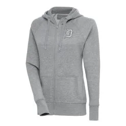Women's Detroit Tigers Antigua Heather Gray Brushed Metallic Victory Full-Zip Hoodie