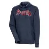 Women's Atlanta Braves Antigua Heather Navy Action Pullover Hoodie
