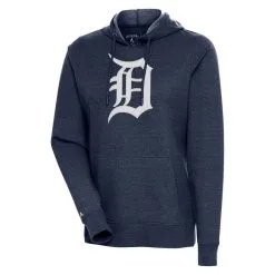 Women's Detroit Tigers Antigua Heather Navy Action Pullover Hoodie