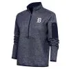 Women's Detroit Tigers Antigua Heather Navy Logo Fortune Quarter-Zip Pullover Jacket