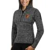 Women's Baltimore Orioles Antigua Heathered Charcoal Fortune Half-Zip Pullover Sweater