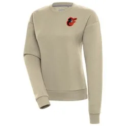 Women's Baltimore Orioles Antigua Khaki Victory Pullover Sweatshirt