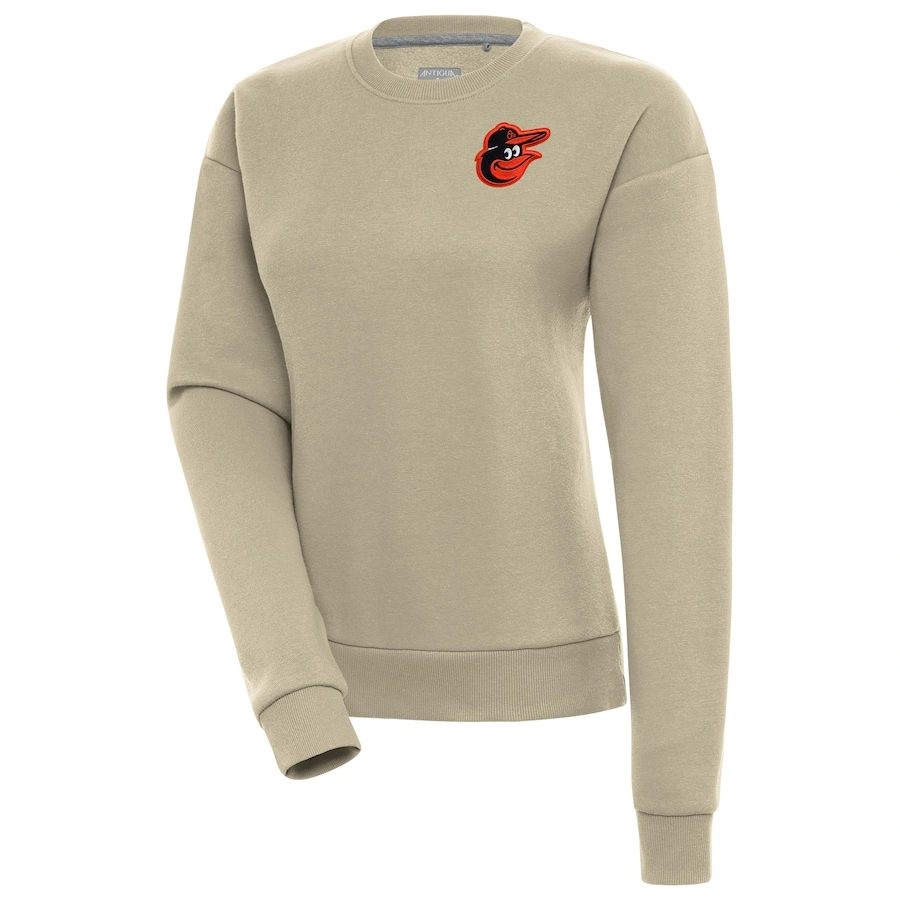 Women's Baltimore Orioles Antigua Khaki Victory Pullover Sweatshirt