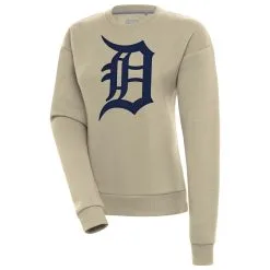 Women's Detroit Tigers Antigua Khaki Victory Pullover Sweatshirt