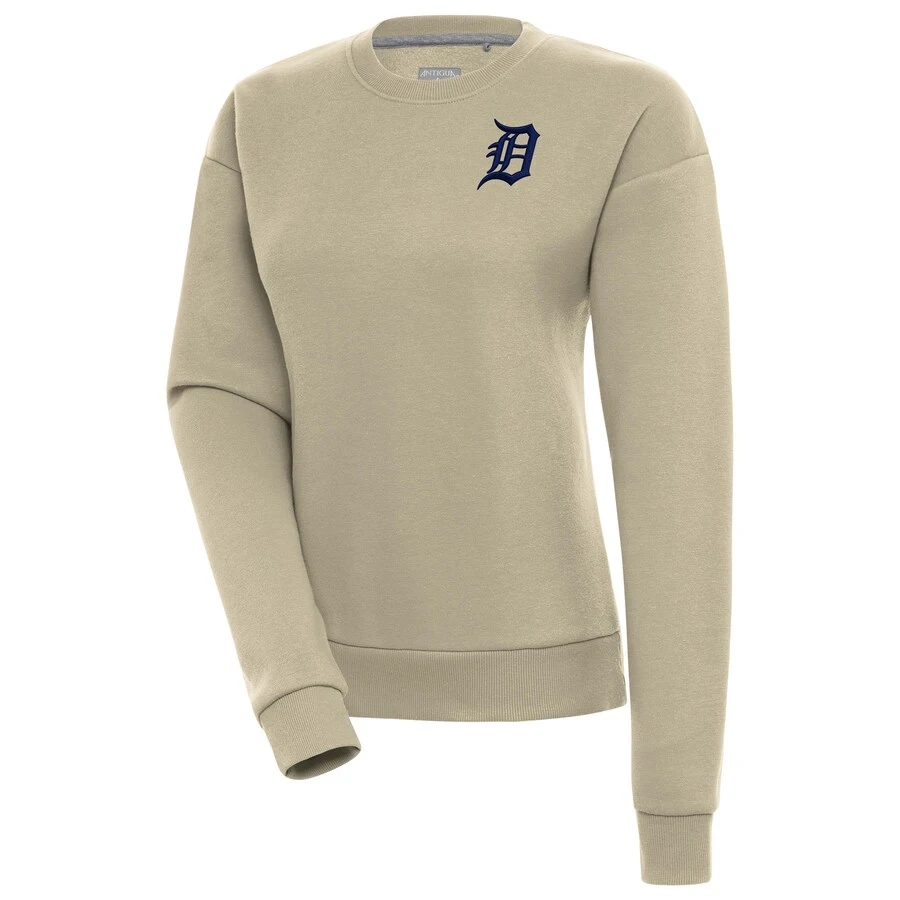 Women's Detroit Tigers Antigua Khaki Victory Pullover Sweatshirt