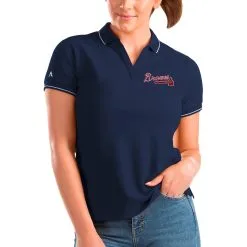 Women's Atlanta Braves Antigua Navy Affluent Polo