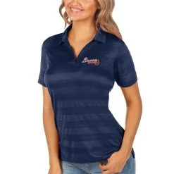 Women's Atlanta Braves Antigua Navy Compass Polo