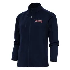 Women's Atlanta Braves Antigua Navy Logo Generation Full-Zip Jacket